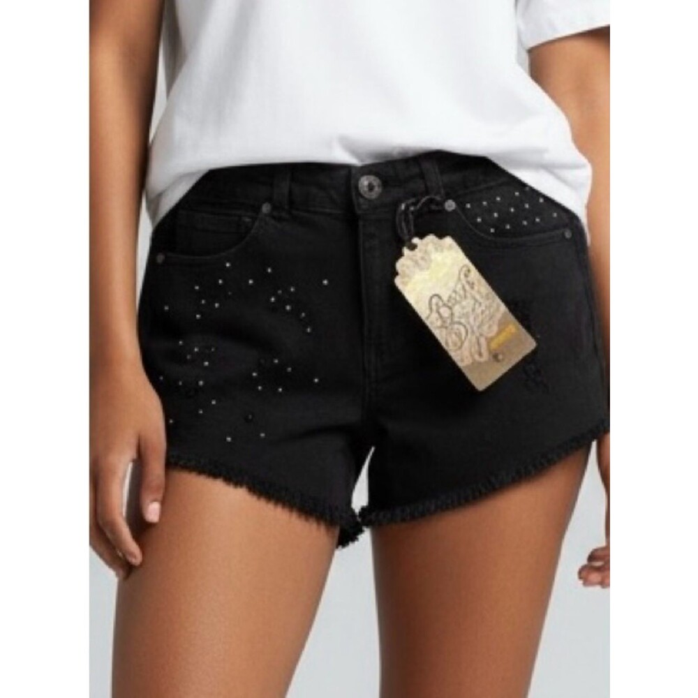 Black cut off jean shorts | Embellished shorts | frayed edges Short Shorts NWT 5